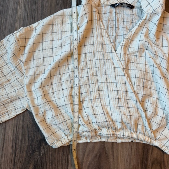 Zara Plaid Cropped Top cream and black‎ size small - Picture 8 of 11